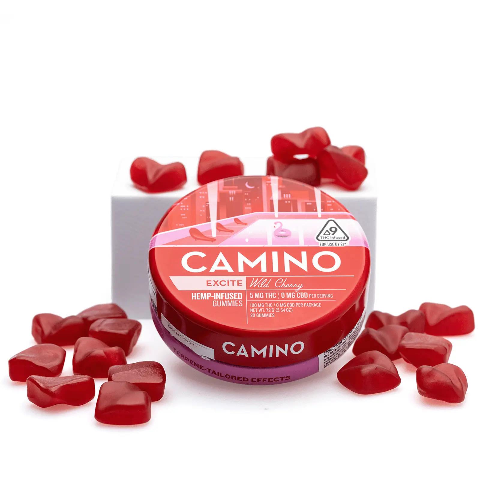 Camino-Delta-9-Excite-Gummies-Wild-Cherry-100-mg-Delta-9-THC-Total-Combo.webp Camino Delta 9 THC Excite Gummies - Wild Cherry - Image 1