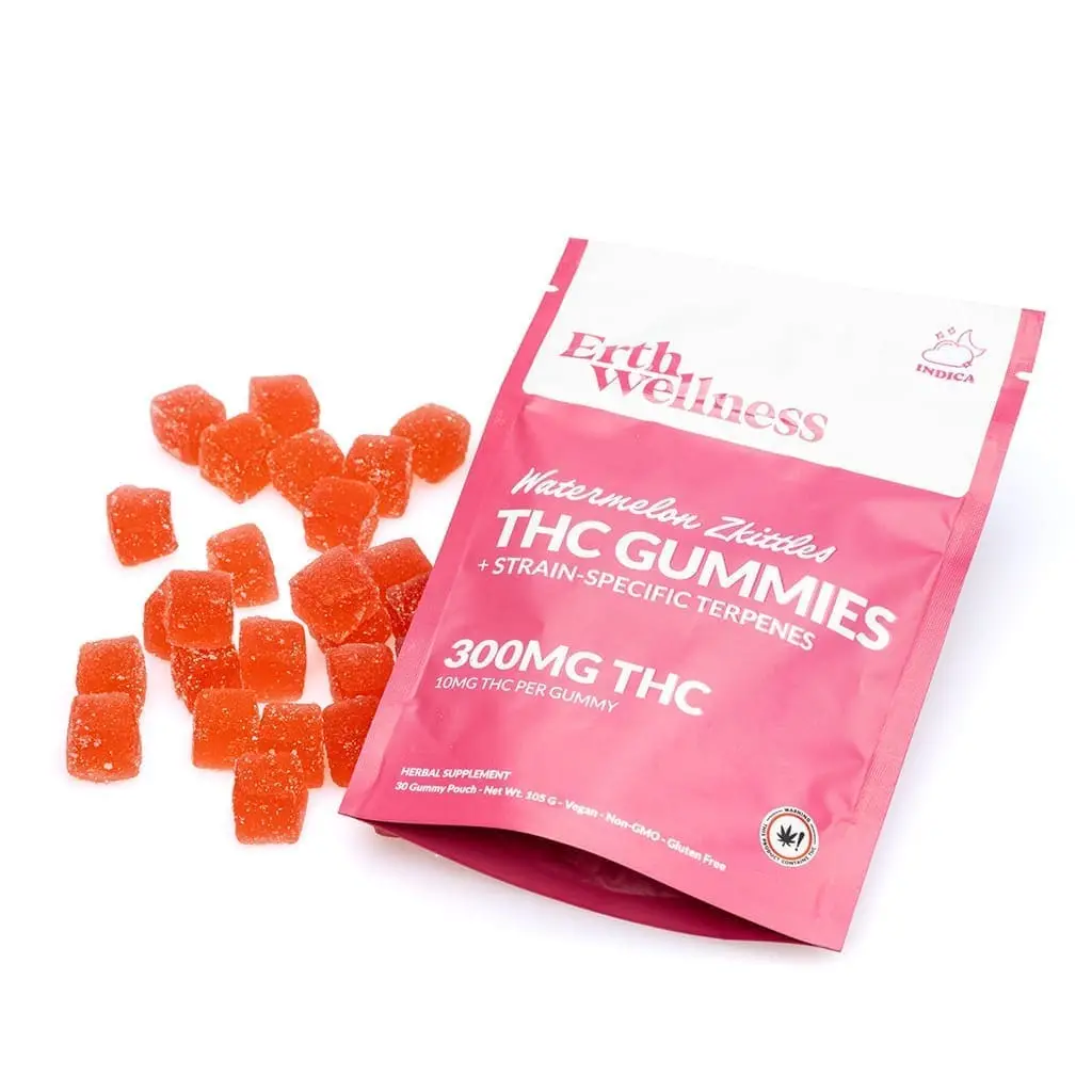 Erth-Wellness-THC-Live-Resin-Gummies-Watermelon-Zkittlez-Combo.webp Erth Wellness Delta 9 THC Gummies - Watermelon Zkittlez - Image 1