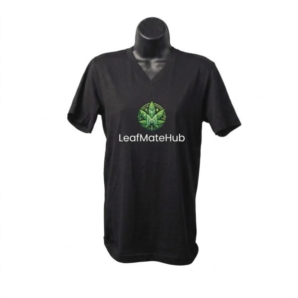 LeafMate Hub T-Shirt – Unisex – V-Neck – Black